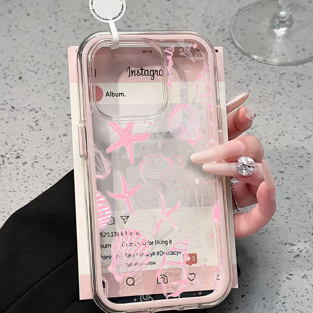 Shelly - Coque de téléphone transparente rose coquillage