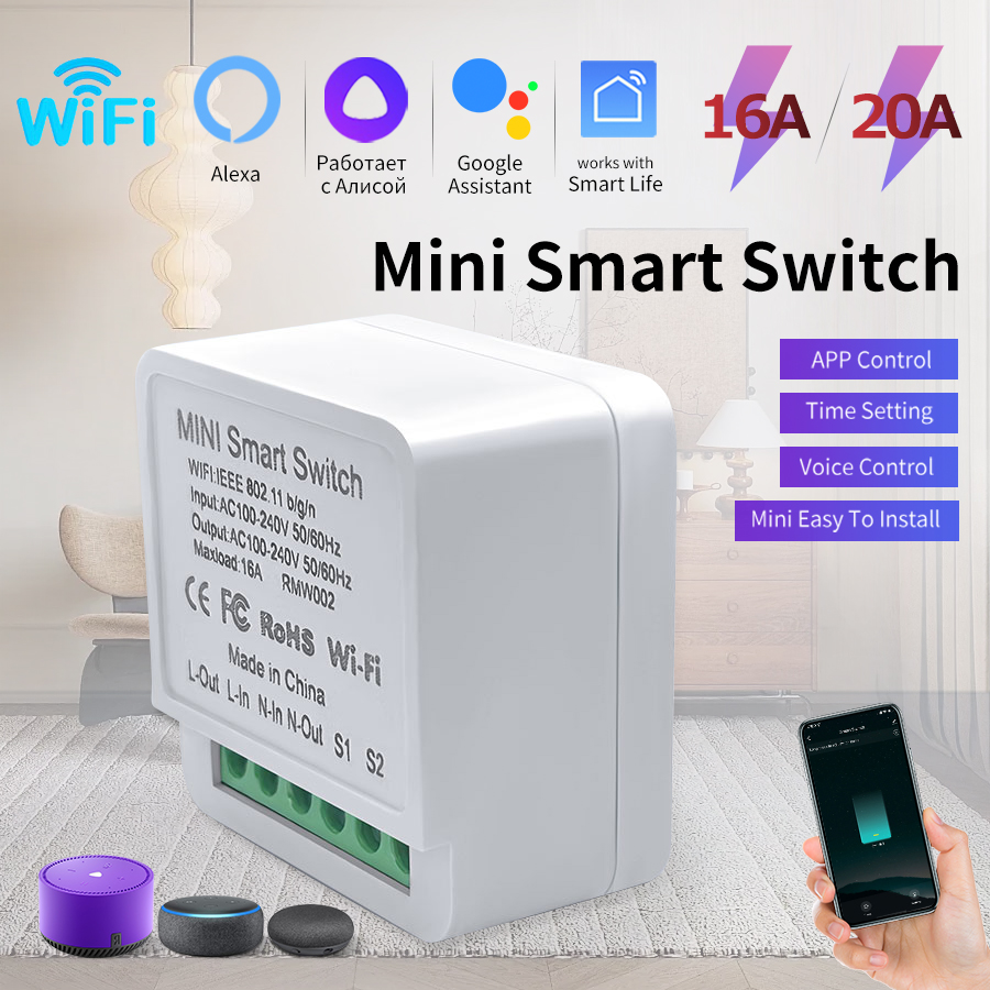 Sonoff Mini R4 - Mini commutateur intelligent Wi-Fi, contrôle bidirectionnel,