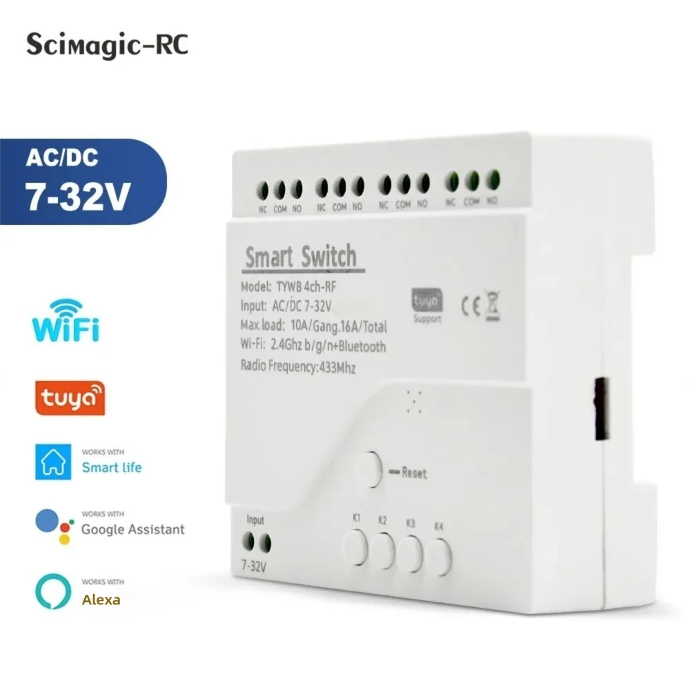 Tuya Smart WiFi 7-32V 85-250V  - Tuya 4 Channel avis et prix